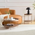 thumbnail image 2 of Tabaray Round Coffee Table Set of 2, 2 Tier Wood Coffee Table with Storage, Living Room Coffee Table, 2pc Nesting Circle Coffee Table Set for Apartment Home Office  Walnut, 2 of 9