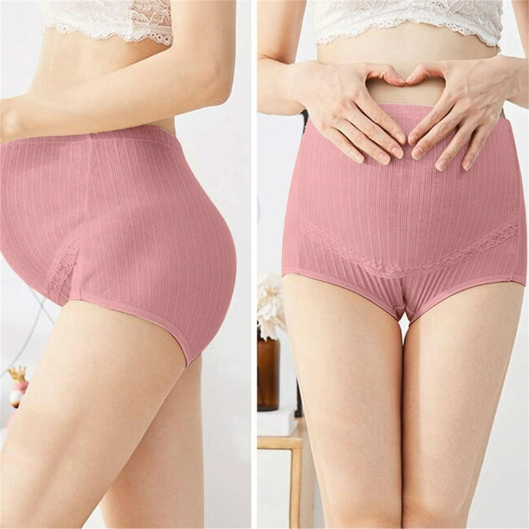 QIPOPIQ Underwear for Women Plus Size Maternity Solid Lace High Waist Under  Panties 