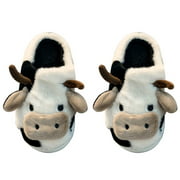 CANKER Cartoon Milk Cow Slipper Funny Shoes House Indoor Plush Shoes for Student Adult