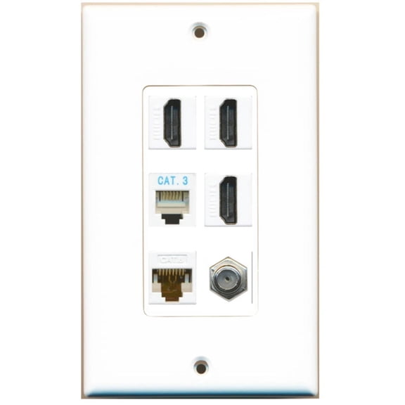 Ultra Spec Cables 3 Port HDMI Coax Cat6 Phone Wall Plate DecorZ