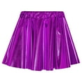 thumbnail image 6 of vastwit Kids Girls Shiny Metallic High Waist Pleated Skirt Athletic Jazz Hip Hop Dance Skater Skort Purple M, 6 of 7
