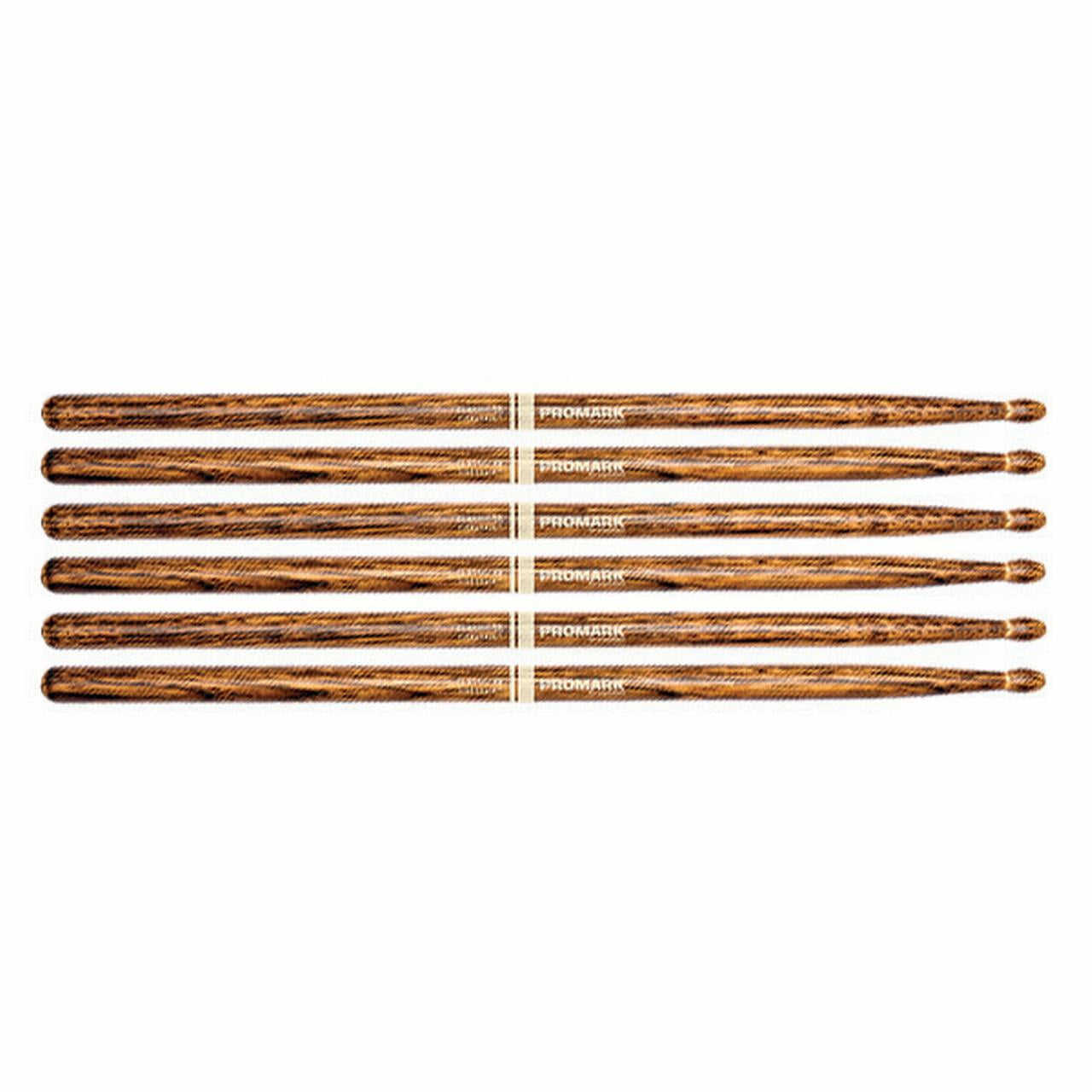 3 PACK Promark TX5BW-FG Classic 5B FireGrain Drumsticks Heat-Tempered Hickory TX5BW-FG-3