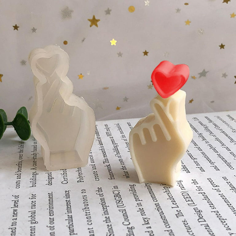 CUIKOSAER 3D Mini Heart Gesture Candle Silicone Mold DIY Geometry