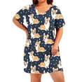 thumbnail image 2 of Fazvaoo Nightgowns for Women Short Sleeve Short Sleepwear Spring Summer Loose Cute Animal Print Print Nightdress(Blue,Size XL-5XL), 2 of 6