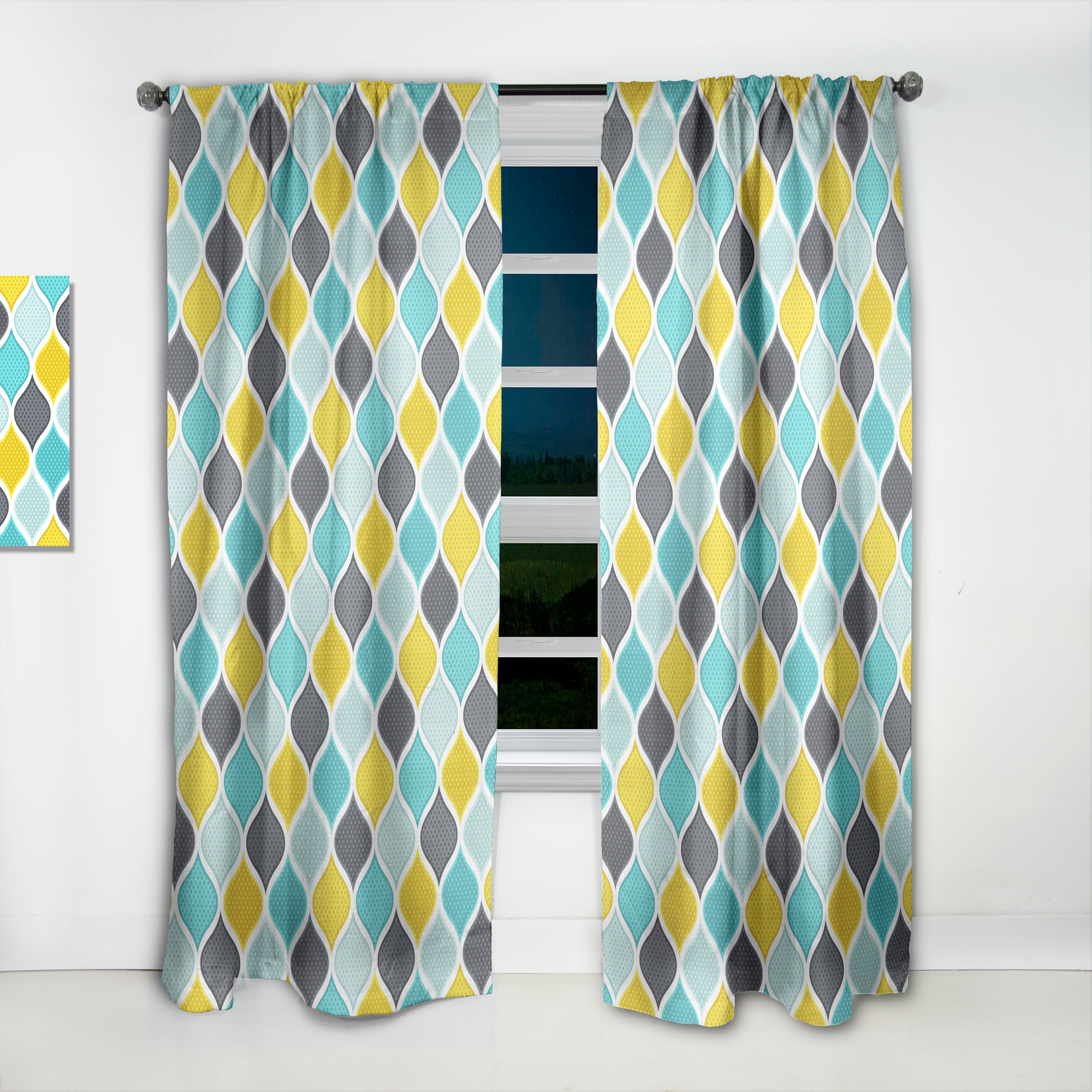 Designart 'Geometric Ornament Pattern' Bohemian & Eclectic Curtain Panel
