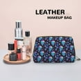 thumbnail image 4 of Skull flower pink blue Makeup Bag, Large Capacity Travel Cosmetic Bag for Women Girls- Travel Toiletry Bag Leather Portable Waterproof Makeup Case Organizer with Handle, 4 of 4