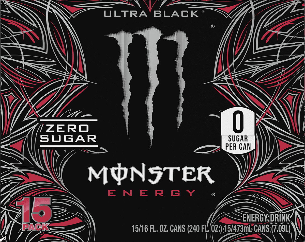 Monster Energy Ultra Black 15 Pack - 16 Fl Oz