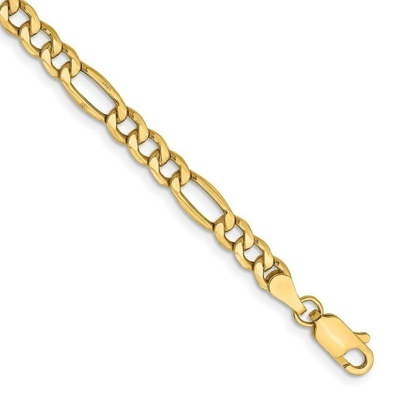 Diamond2Deal 14K Yellow Gold 4.2mm Semi-Solid Figaro Chain Bracelet for Men 7"