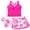 Hot Pink-3Pcs, variant on Girls 3 Piece Tankini Swimsuit Set Teens Criss Cross Ruched Tankini Sets with Printed Shorts Bathing Suits for Girls Swim 9-16 Years