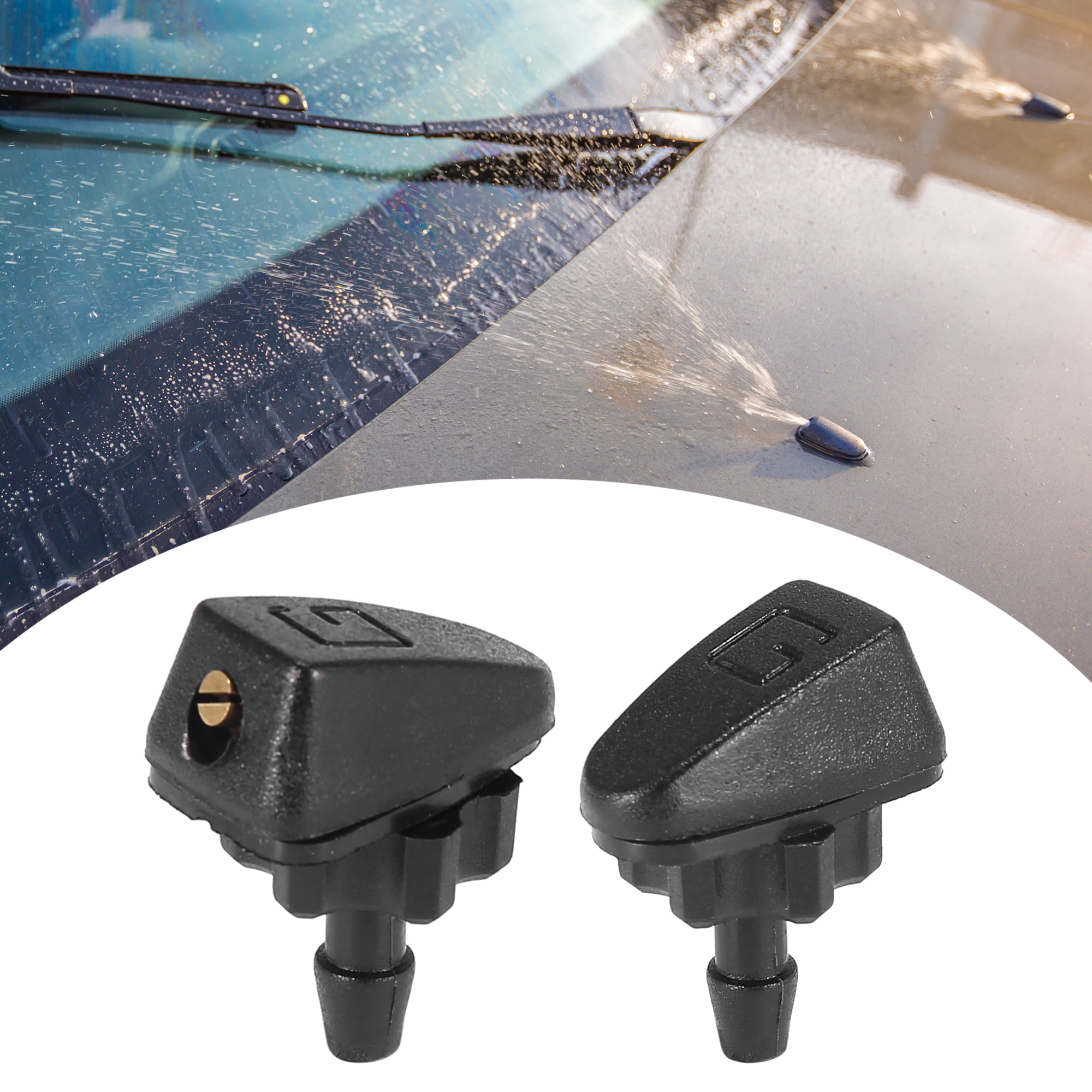 Unique Bargains Universal Front Windshield Washer Nozzles Kit Pack of 10 Black