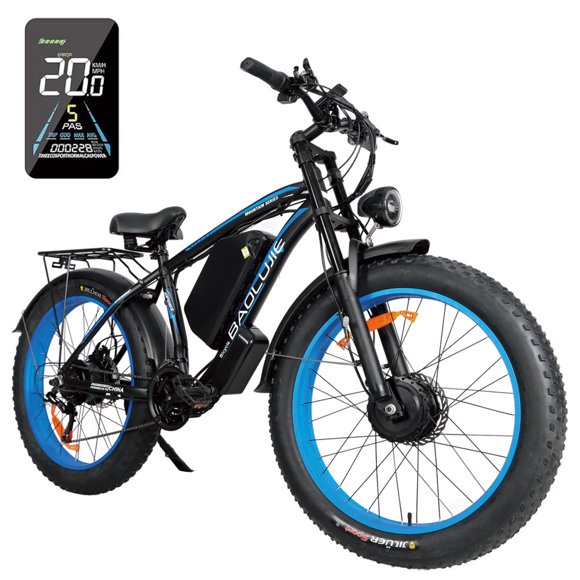 Vélo Électrique / Moteur Double 52V 1500+1500W / Batterie Amovible 32Ah / Vitesse jusqu'à 45 Km/h / Frein à Disque Hydraulique / Port USB / Vélo Électrique Tout-Terrain