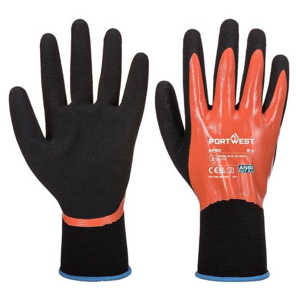 Portwest - Guantes AP30 Dermi Pro para Adultos Unisex (Naranja, Negro)
