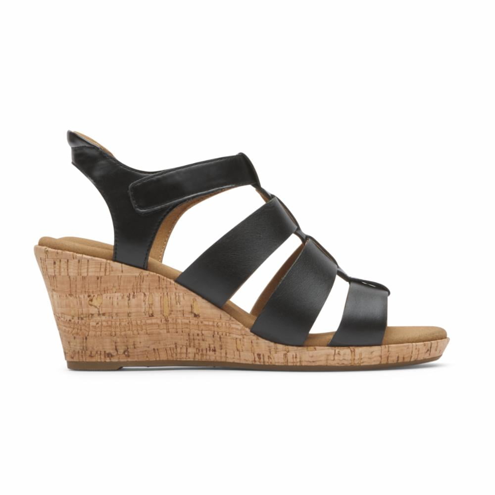 Rockport Women BRIAH NEW GLADIATOR BLACK LTHR SANDAL
