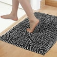 thumbnail image 2 of Unique Bargains Non Slip Absorbent Chenille Bathmat Washable Soft Bath Rug Black 17" x 24", 2 of 7