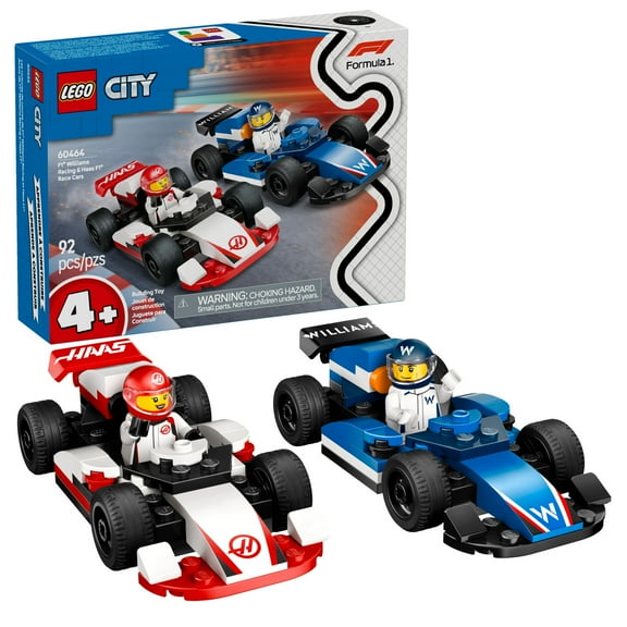 LEGO City F1 Williams Racing & Haas F1 Race Car Toys - Car Building Toy Set for Kids, Boys and Girls, Ages 4  - F1 Preschool Toy for Fans - Gift Idea for Birthdays - 60464