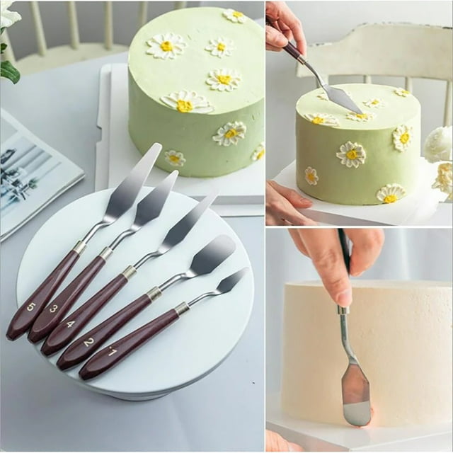 Dvkptbk Cake Spreading Scraper Piece Stainless Steel Cake Buttercream Icing Spatula, Baking Tools, Mixing Spatula Set, Oil Paint Toning Decorating Spatula, Grilling Spatula Kitchen Gadgets