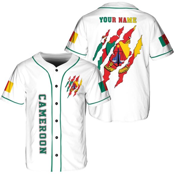 Personalized Cameroon Baseball Jersey, Cameroonian Soccer Shirt Cameroonian Pride Flag Cameroon Jersey Men Women (S)