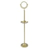 Floor Standing Make-Up Mirror 8-in Diameter with 3X Magnification and Shaving Tray in Satin Brass