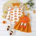 thumbnail image 2 of REgarm Baby Halloween Outfit Girl Pumpkin Ruffled Long Sleeve Romper Overall Dress Set Cute Fall Winter Clothes,3-6 Months, 2 of 7