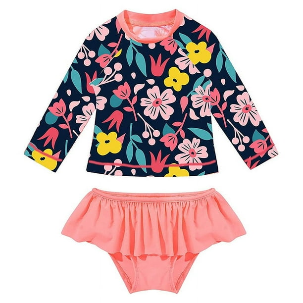 Trajes de baño para niños Trajes de baño de manga larga divididos para niñas Trajes de baño para niños con protección solar Traje de playa para bebés Trajes de aguas termales