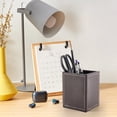 thumbnail image 6 of Square PU Leather Pen Holder for Desk Multifunctional Pencil Cup Control Stand Decor Container Desktop Organizer Stationery Storage Case for Office Brush Scissor(Dark Brown), 6 of 8