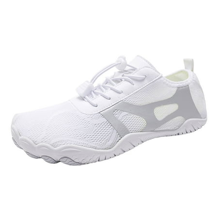 

Povozer Water Shoes for Men Women Barefoot Aqua Beach Shoes for Diving Swim Surf(White 10)