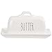 thumbnail image 3 of Modern Ceramic Butter Dish, 7.25 inches, White, 3 of 4