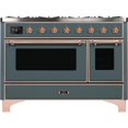 thumbnail image 2 of ILVE Majestic II 48" NG Glass Door/Griddle Metal Range in Blue Gray/Copper, 2 of 3