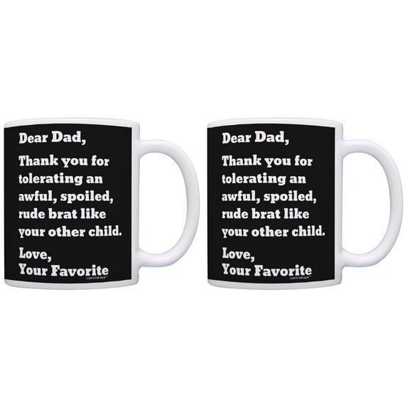 ThisWear Dad Birthday Gifts Dear Dad Thank You Tolerating Awful Brat 11 ounce 2 Pack Coffee Mugs Black