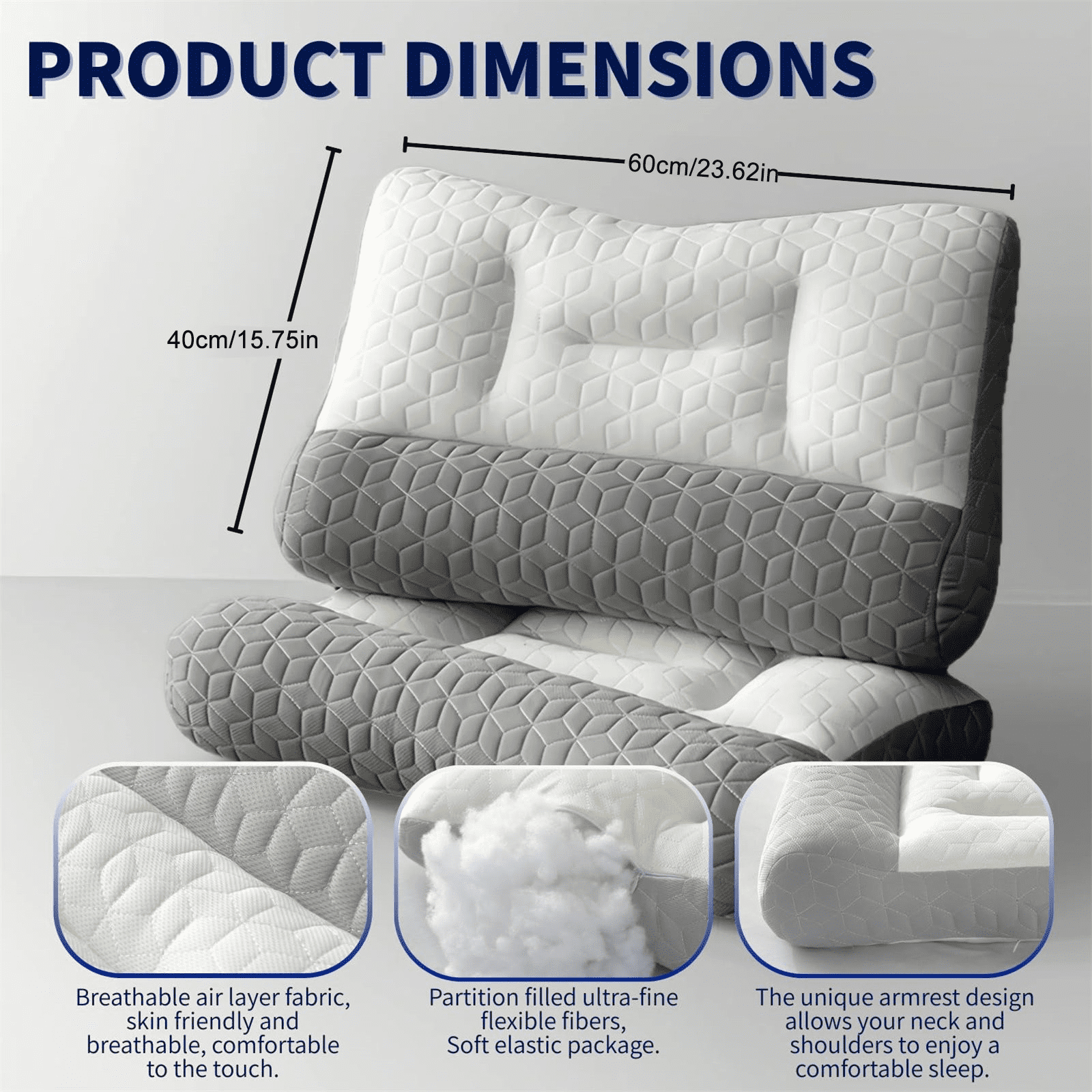 Orthopedic Deep Sleep Pillow, Sleep Apnea Pillow, Sleep Apnea Pillows Ergonomic Pillows for Neck and Shoulder, Side Back Stomach Sleepers