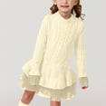 thumbnail image 2 of Povozer Girls' Long Sleeve Girl Dresses Ribbed Knit Sweater Dress(Beige,3-4Y), 2 of 6