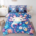 thumbnail image 1 of 7 Piece Cute Axolotl Bed in a Bag Full Size Animal Theme Bedding Sets Fantasy Blue Comforter Set with Sheets Blue Axolotl Pattern Bed Set Cartoon Ocean Animal Axolotl Sheets, 1 of 5