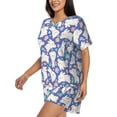 thumbnail image 2 of Lsque Cute White Rabbit Women's Short-Sleeved Pajama Set - 2 Piece Soft and Lightweight Sleepwear Set-X-Large, 2 of 9