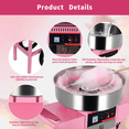 thumbnail image 3 of 1000W Commercial Cotton Candy Machine, Cotton Candy Machine Cart, Cart Electric Floss Maker with Bubble Shield Scoop, with Steel Pan, Great for Wedding Fair, Charity Event, 3 of 9