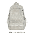 thumbnail image 2 of Polka Dot Print Lace Backpack, Large Capacity Multi-Pocket School Bag with Compartments for Travel Outdoor (Grey 430*300*140), 2 of 10