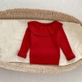 thumbnail image 2 of Chandail Décontracté Tricoté Uni pour Filles Manches Longues Col Rond Rouge, 2 of 4
