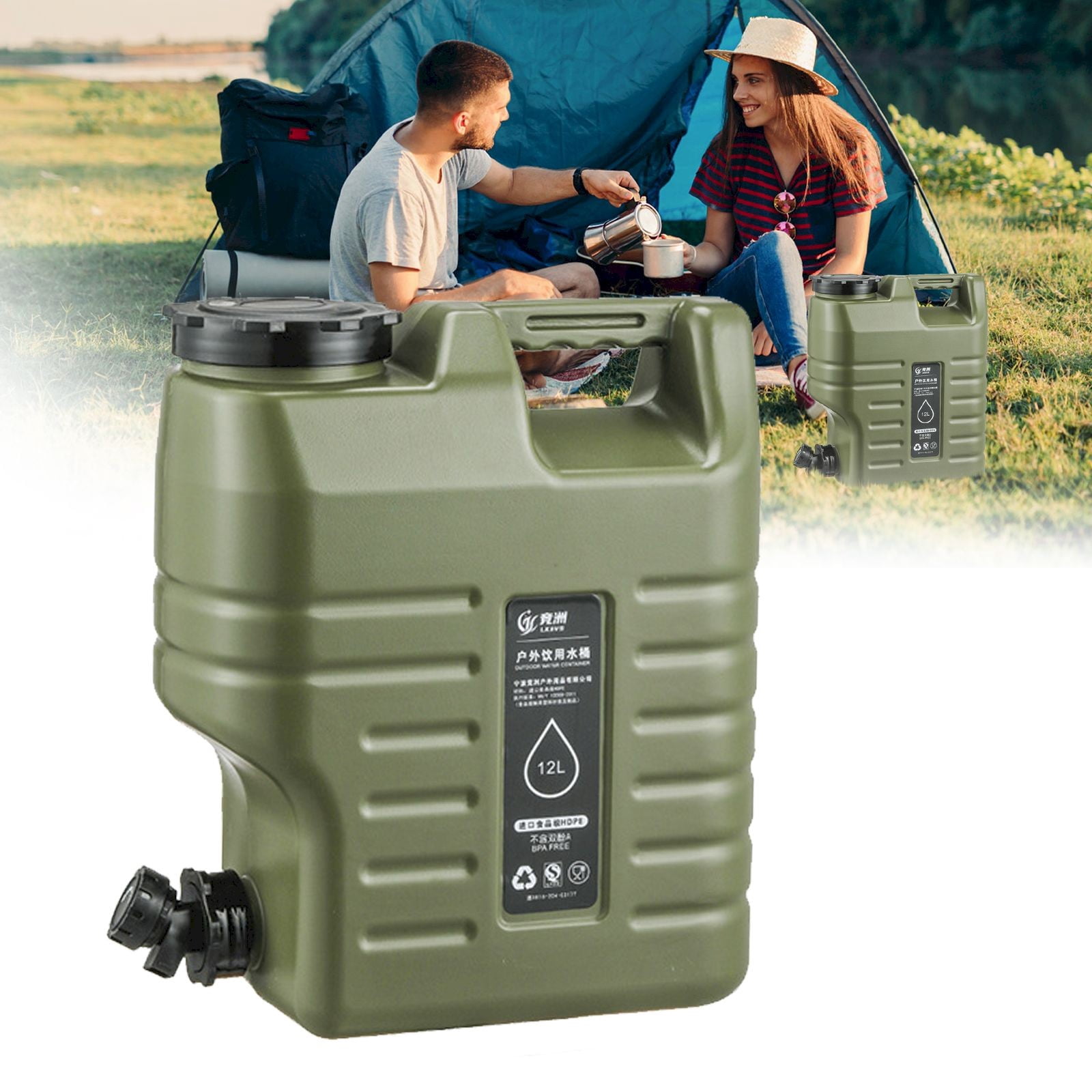 THLKIF Portable 5-Gallon Water Container with Faucet, Camping Water Jug Storage Barrel for Outdoor, Emergency Preparedness, Hiking, and Picnic Hydration