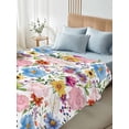 thumbnail image 4 of Colorful Floral Spring Full Size Flat Sheet, Wrinkleproof & Fadeproof Cooling Flat Bed Sheet Only, Country Watercolor Botanical Breathable Soft Bedding Top Sheets 81 x 96 Inches, 4 of 8