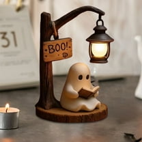 Cute Ghost Reading Lantern - Boo, Glowing Ghost Decoration Night Light, Halloween Creative Ghost Gifts, Halloween Home Decoration for Bedside Bookshelf Desk (Halloween)