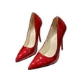 thumbnail image 3 of Ritualay Womens Dress Shoes Heels and Pumps Ladies Anti-Slip Slip On Dress Shoes Stiletto Heels Casual Glossy High Heel Pumps Party Lightweight Dress Pumps Heels Red 7, 3 of 9