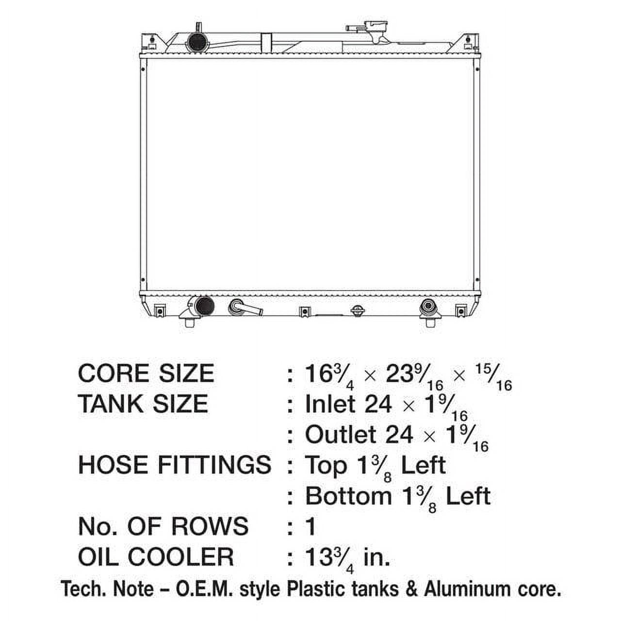 CSF 3005 1 Row Plastic Tank Aluminum Core Radiator
