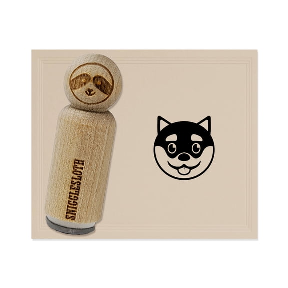 Husky Dog Face Happy Rubber Stamp for Scrapbooking Crafting Stamping - Mini 1/2 Inch