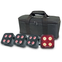 Rockville 4 PACK MINI IR4 Black DJ/Party Par Wash Up Lights Wireless DMX App Bag