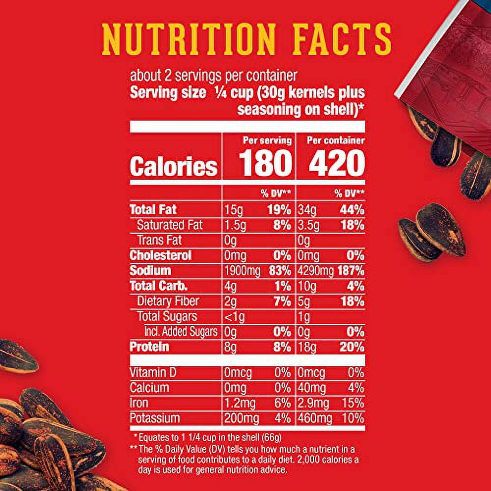 DAVID Frank's RedHot Flavored Salted & Roasted Jumbo Sunflower Seeds, 5.25 oz. (12 Count)