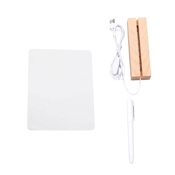 Scienceny Tablero de mensajes escrito a mano con luz de escritorio de notas de borrado en seco acrílico luminoso para escritorio de oficina en Artesanía 21*15cm+1 bolígrafo blanco