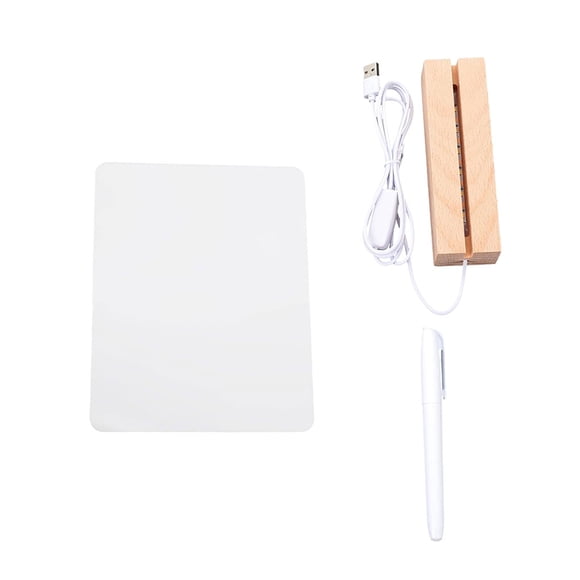 Scienceny Tablero de mensajes escrito a mano con luz de escritorio de notas de borrado en seco acrílico luminoso para escritorio de oficina en Artesanía 21*15cm+1 bolígrafo blanco