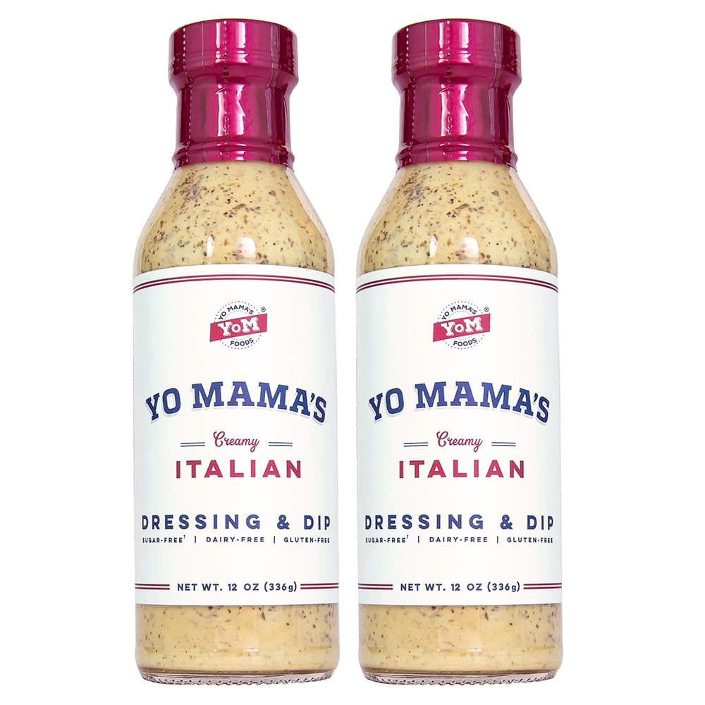 Yo Mama's Foods Low Carb Gourmet Italian Dressing and Dip - Pack of (2) - Low Carb, No Sugar, Low Sodium, and Gluten-Free