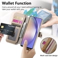thumbnail image 4 of ELEHOLD Case for Samsung Galaxy A52 5G, RFID Blocking Zipper Leather Wallet Stand Case with Card Slot & Wrist Strap & Ring Holder,Khaki, 4 of 10
