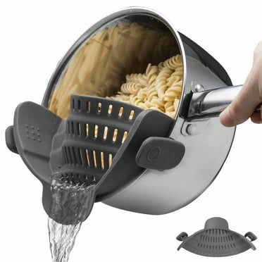 MSOEIA Silicone Clip-On Strainer Colander - Heat Resistant, Space-Saving Pasta & Vegetable Strainer for Pots & Pans, Non-Slip Kitchen Tool