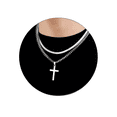 thumbnail image 1 of Collar De Cadena Inoxidable Con Dije De Cruz Para Hombre Xtellar plateado, 1 of 4